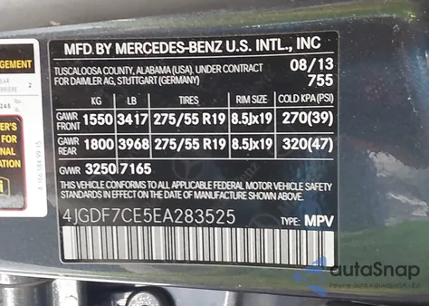2014 Mercedes-Benz Gl 450 4Matic z USA, uszkodzony, nr VIN 4JGDF7CE5EA283525